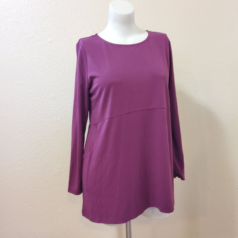 Soft Surroundings Tunic Knit Long Sleeve Top Size L Red New